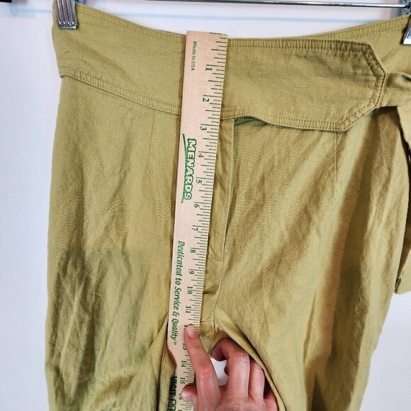 Urban Outfitters Bohemian Christina Tapered Wrap Pants Joggers Linen Blend Green - Picture 10 of 11
